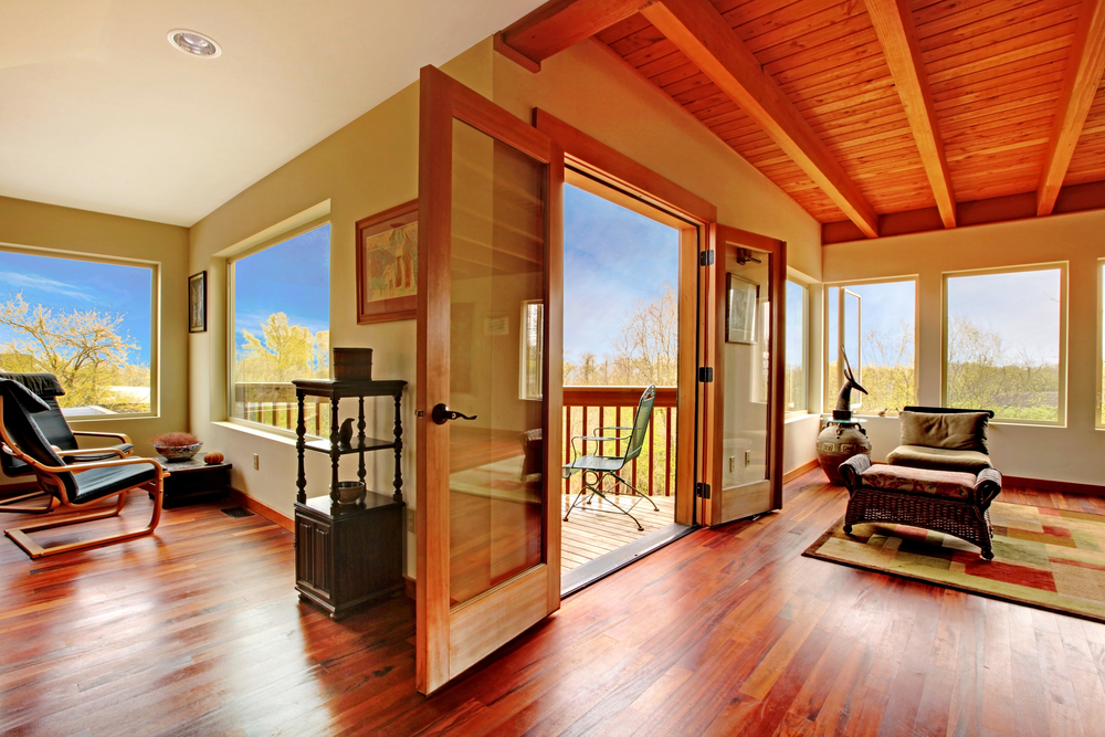 Modern,Living,Room,With,Wood,Ceiling,And,Floor.,Custom,Build